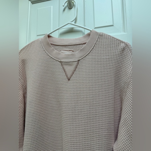 Aerie Light Pink Waffle Knit Crewneck Sweater - Picture 2 of 9